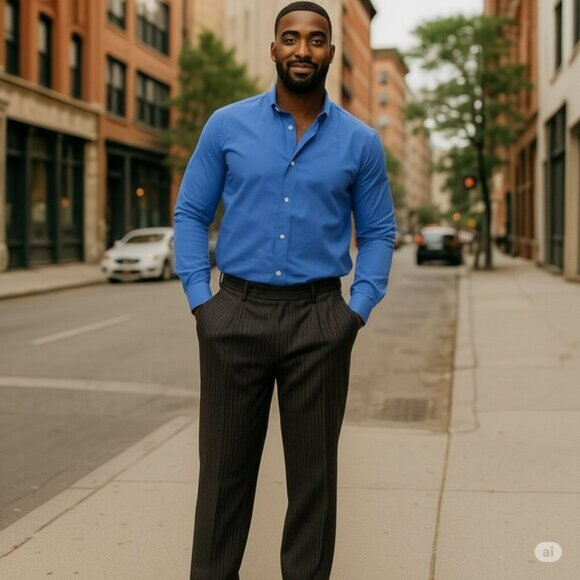 David Bishop Other - David Bishop NWT W34 X L30 Men's Black Pinstripe Dress Pants Made in Italy